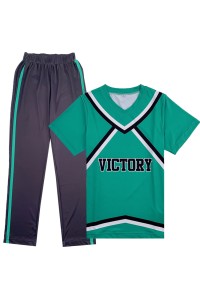訂製男裝短袖啦啦隊服套裝  V領設計 撞色間條啦啦隊服 啦啦隊服中心 CH217